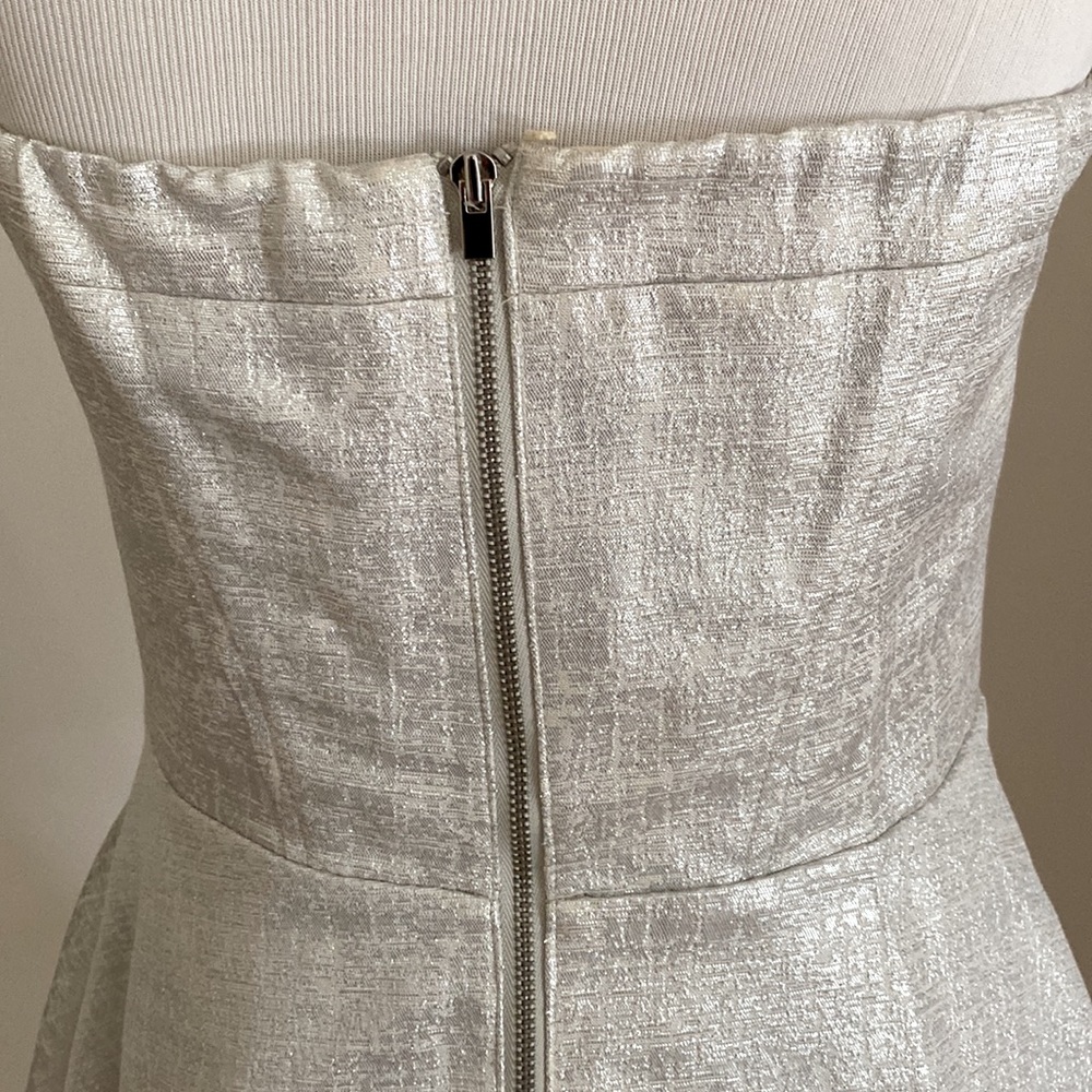 NWT EXPRESS Metallic Silver A-Line Strapless Party  Dress Size 6 - Picture 6 of 12